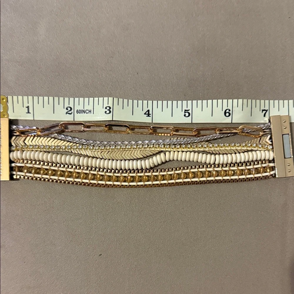 Victoria Emerson Gold and Cream Multistrand Bracelet